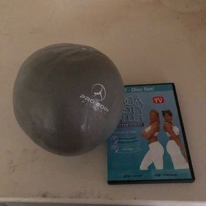 Yoga booty ballet set of 2 dvds and ball